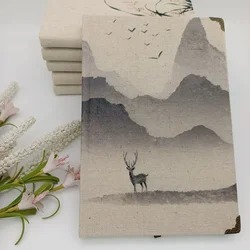 A5 Creative Chinese Style Vintage Hardcover Linen Cover Notebook Diary Notebook Travel Journal Book Lined