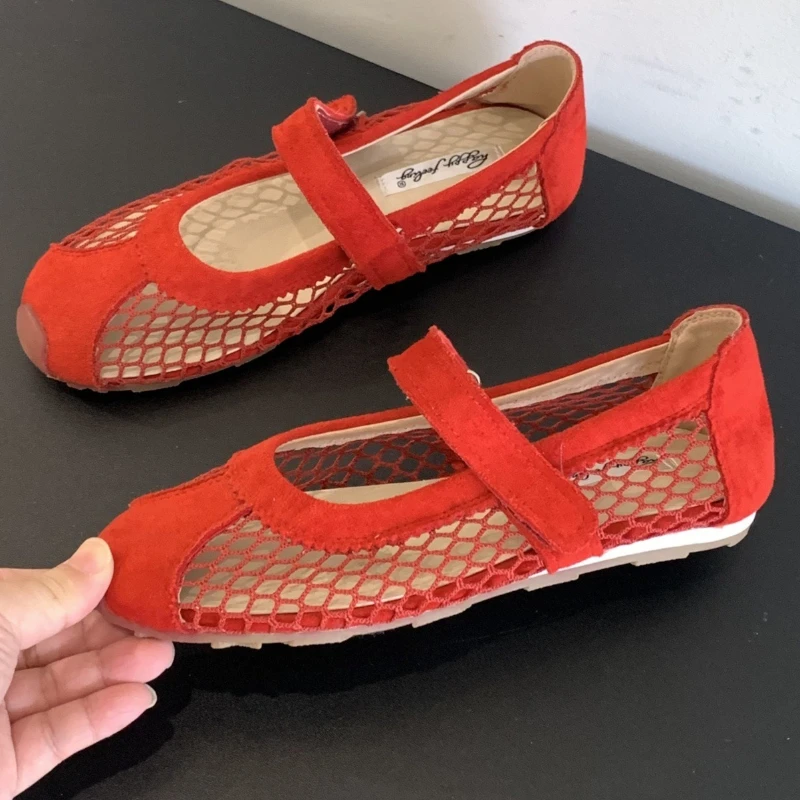 

Дышащая обувь на плоской подошве с сеткой, женская удобная повседневная обувь с круглым носком, женская летняя новая модная брендовая балетная обувь, женские