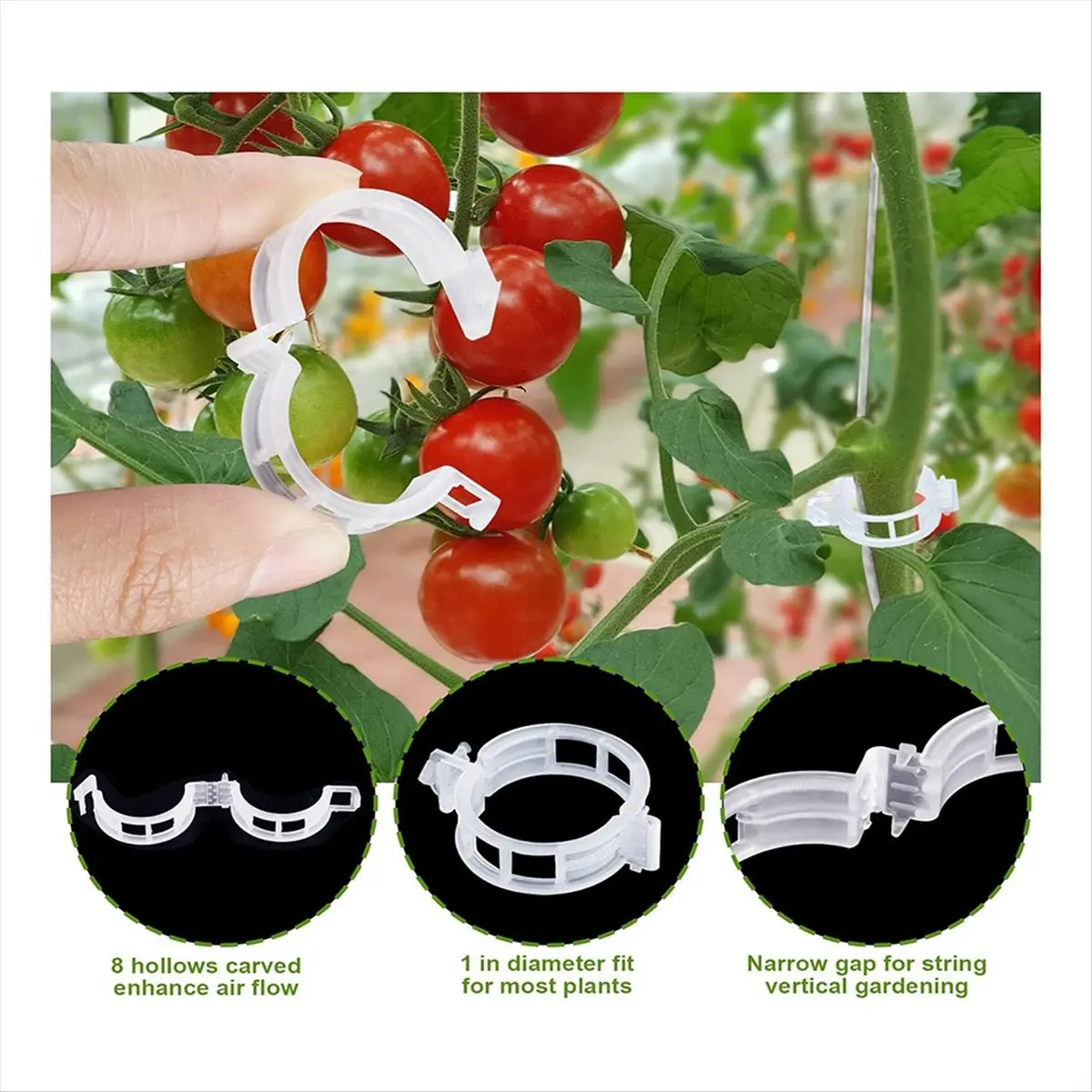 ABYA 40pcs Tomato Hooks with String, Tomato Support Hooks, Tomato Holder Hooks & Plant Support Clips with 33.3ft Twine