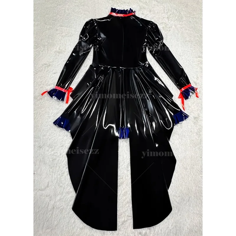 Aangepaste paleisstijl lange jurk nauwsluitende geplooide grote rok hoge hals sexy lange mouwen rok cosplay kostuum