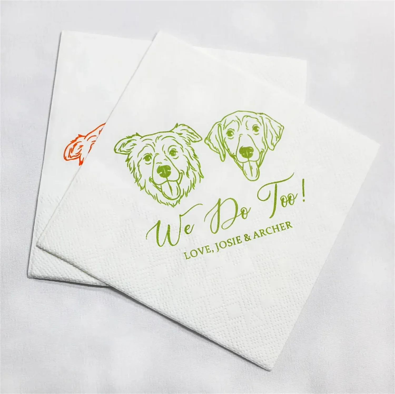 50 PCS Custom Pet Wedding Napkins,Personalized Cocktail Pet Napkin,Custom Illustrated Dog Wedding Napkins,Custom Pet Cocktail Na