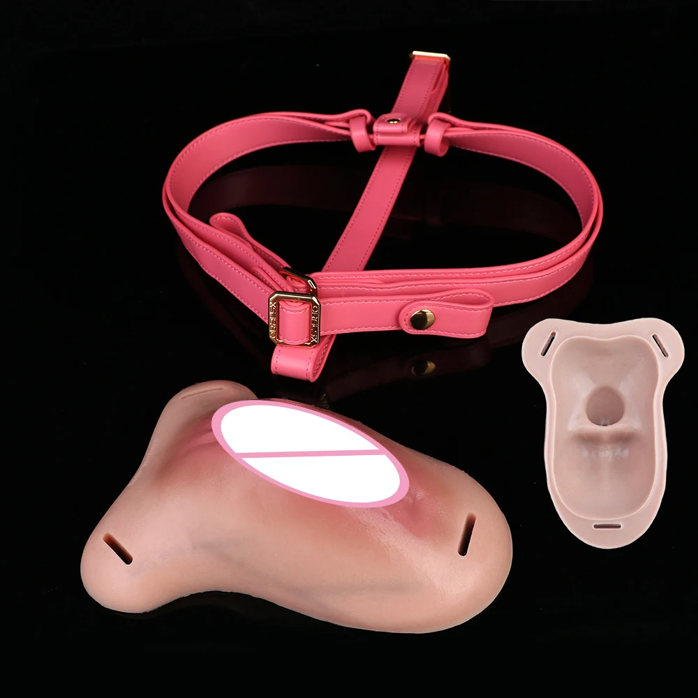 SXXY Realistic Chastity Cage Leather Belt Strapon Lifelike Cock Lock Silicone Penis Hiding Vaginal Pads For Men Crossdresser 18+ - view 5