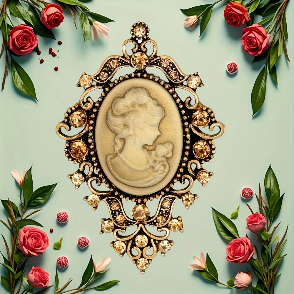 خمر النقش الفيكتوري كريستال حفل زفاف النساء الرجال أنيقة قلادة بروش دبوس مجوهرات