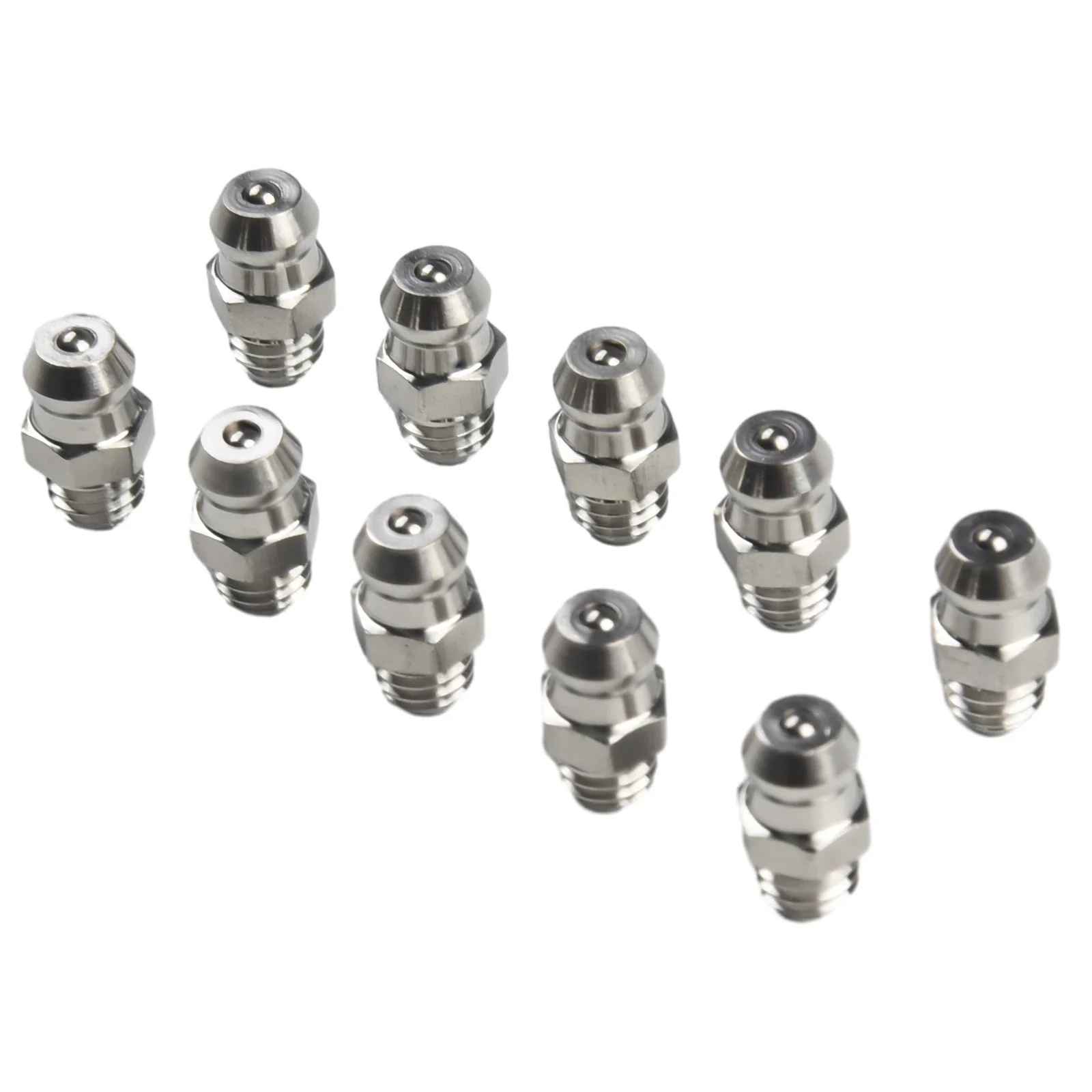 10Pcs Grease Nipple Nozzle Straight Hydraulic Grease Fitting Thread 201 Stainless Steel Thread M6x1 For Industrial Equipment