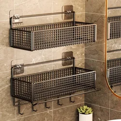 Bathroom Storage Rack Non Perforated Wall Mounted Towel And Toiletries Storage Rack Restroom Storage