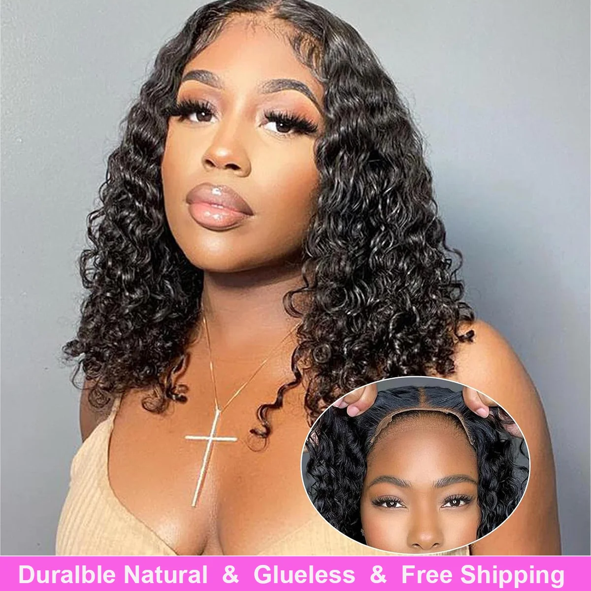 

Water Wave Bob Wigs Human Hair Gluless Short Wear Go Clousre Hair Wig Without Glue Brazilian Wet and Wavy Wigs For Woman on Sale