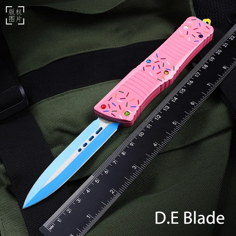 

Dount Pink Limited COMBAT TROODON MICRO TECK TECH Knife Blue Coated D2 Blade CNC T6 Handle EDC Taticial Pocketknife Best Version