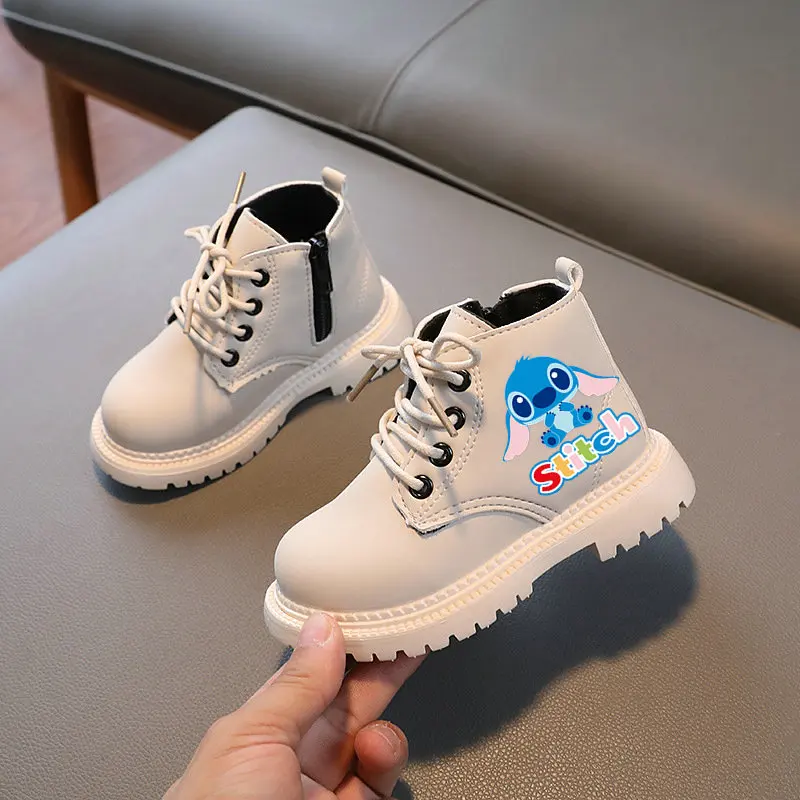 Children Boots Stitch Kids Boots Anime Cartoon Stitch Boys Girls Shoes Spring Autumn Toddle Non-slip Ankle Boots Size 21-30