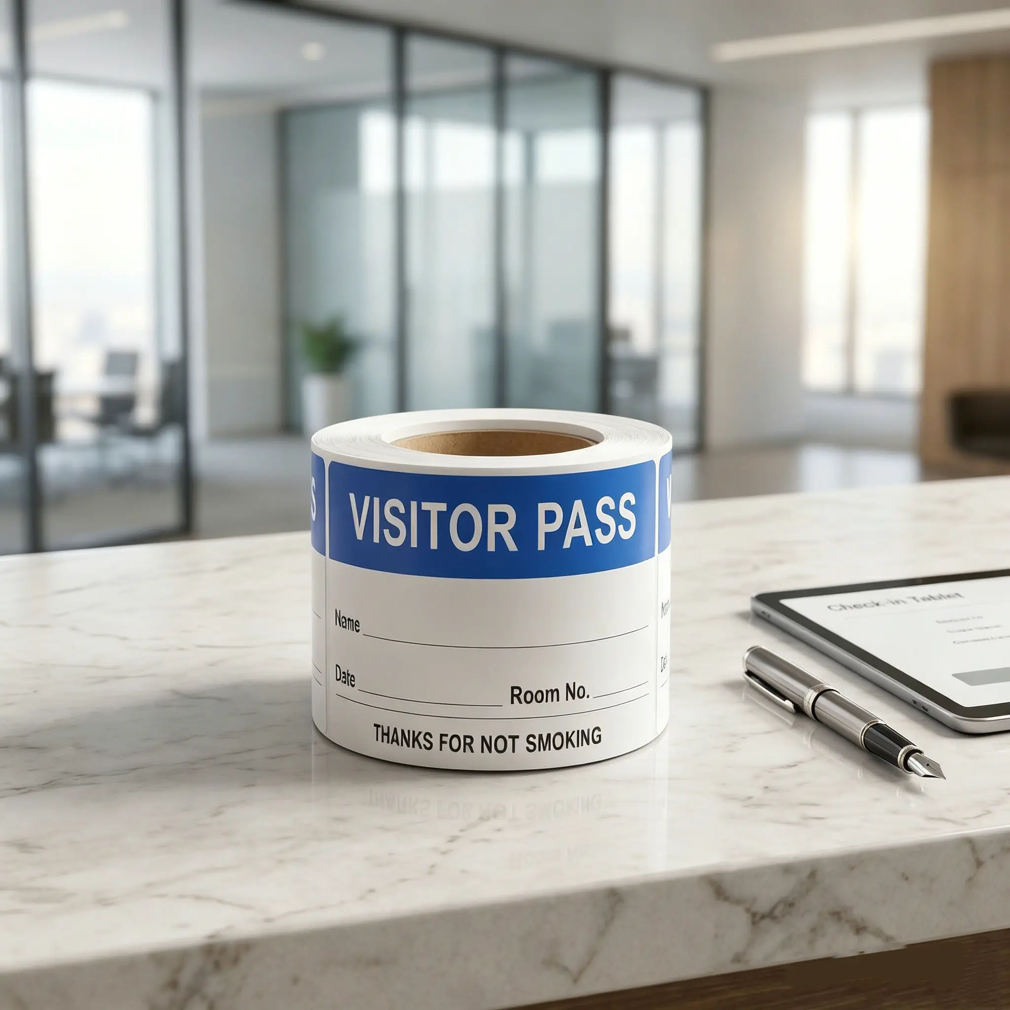 300Pcs Visitor Badge Stickers Self Adhesive Written Identification Pass for Schools Offices Conferences Blue Visitor Labels