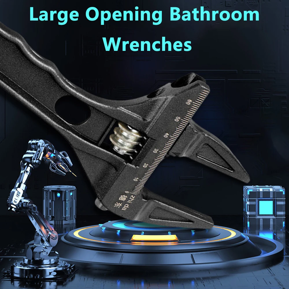 Adjustable Wrench Large Opening Bathroom Spanner Wrenches Wide Jaw 6-68mm Aluminum Alloy Spanner Wrenches Shank Plumber