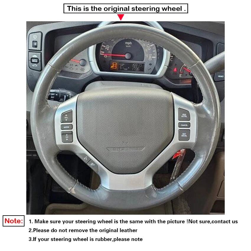 Black Faux Leather Car Steering Wheel Cover for Honda Ridgeline 2005-2008