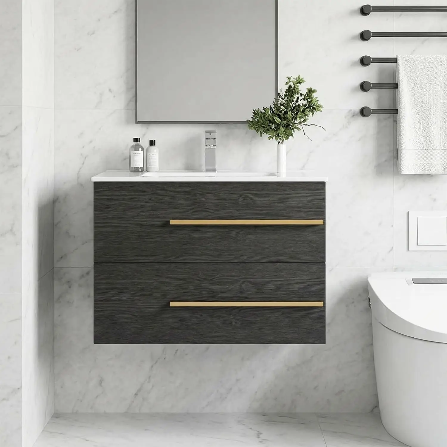 30 Inch Floating Bathroom Vanity with Sink, Wall Mounted Bathroom Cabinet with 2 Large Storage Drawers, Modern, Customized