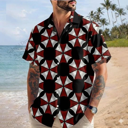 Horror Game Resident Evil 3D Print Hawaiian Shirt Men Women Fashion Single-breasted Short Sleeve Shirt Beach Blouse Men Clothing