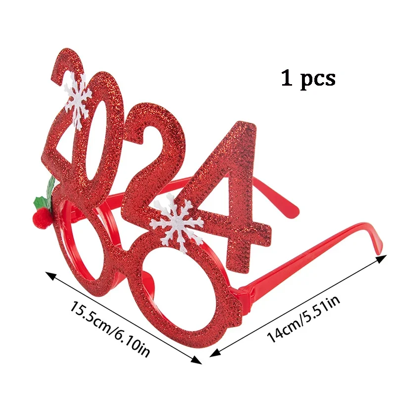 Lunettes de décoration de Noël pour adultes et enfants, lunettes de père Noël, lunettes de bonhomme de neige, cadre de lunettes, anniversaire, convocation du nouveau-né, cadeaux, 2024, 4 pièces, 2024