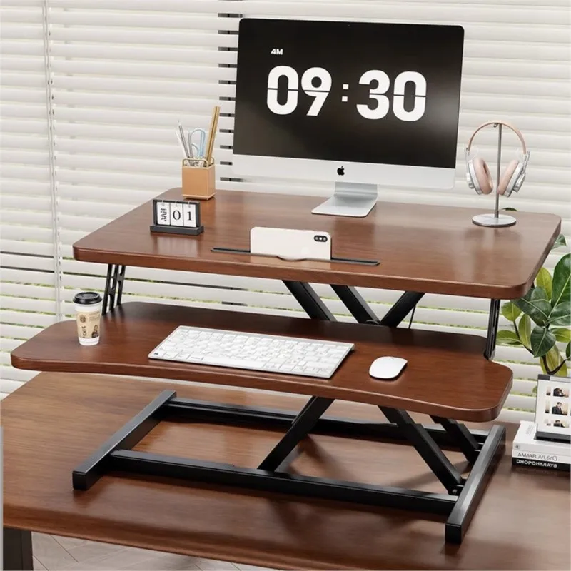 Freely adjustable double-layer storage rack, carbon steel computer stand, vertical workbench