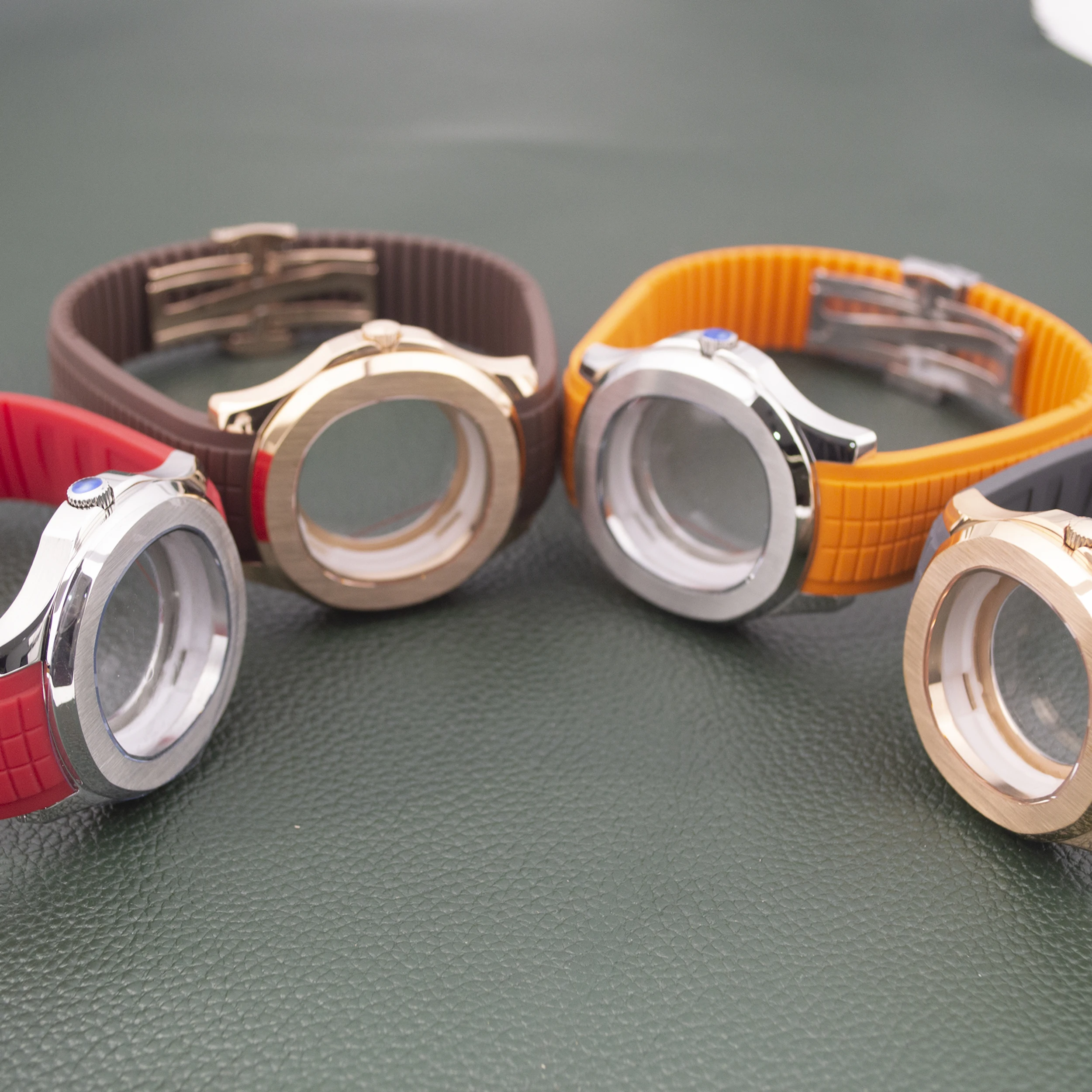 

NH35 Case for AQUANAUT Nautilus Rubber Strap Stainless Steel Sapphire Glass Watch Case fit NH35 NH36 Movement 32mm Dial