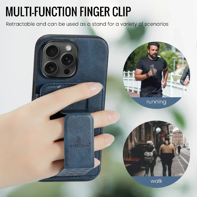 Magnetic Invisible folding Bracket Phone Case for iPhone 16 Pro Max 15 14 Plus 13 12 11 Leather Bag Wallet Card Solt stand Cover