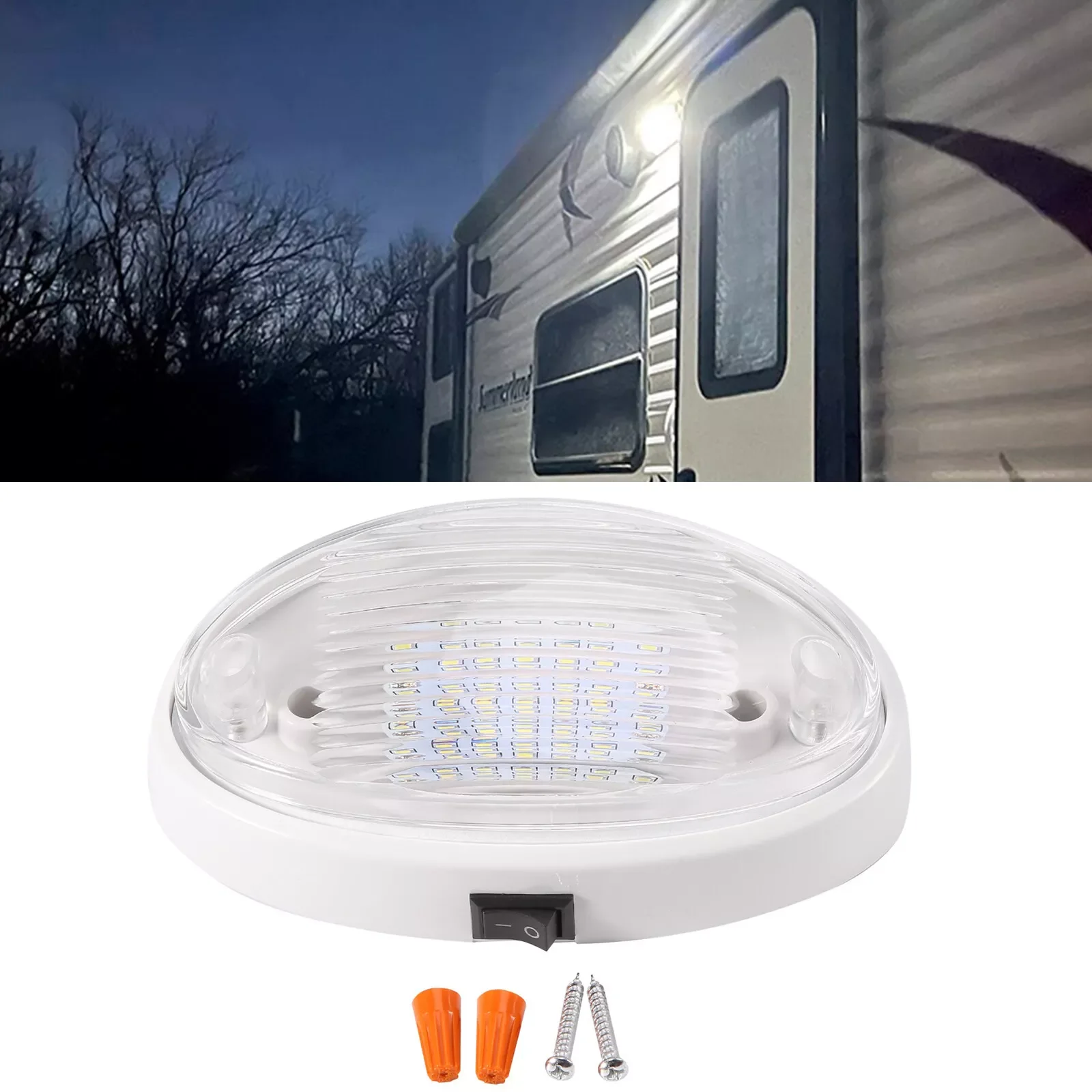 

1Pcs 12V LED Light With Switch RV For Caravan Motorhome Boat Awning Annex Tunnel Boot White Signal Lamp Car Light Accessories