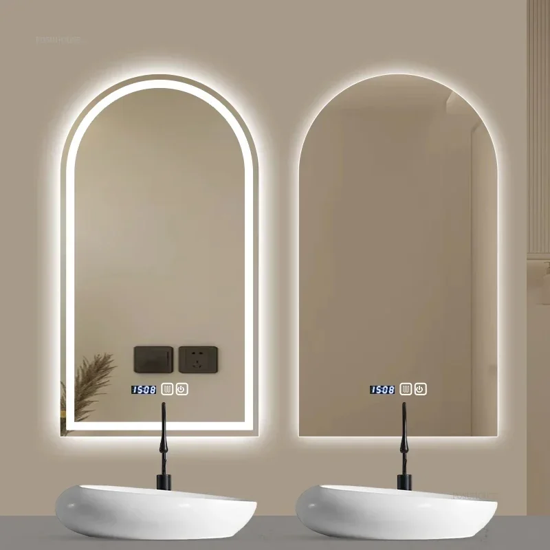 

Arched Smart Bathroom Mirrors with Light Bathroom Vanity Mirror Modern Minimalist LED Light-emitting Touch Screen Bath Mirrors