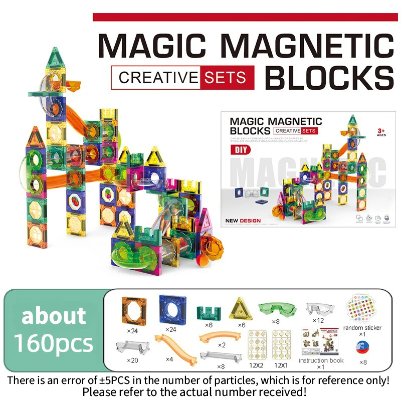 Slide Ball Magnetic Sheet Building Blocks Set MOC Technocal Assembly Children's DIY Intelligence Toy Gifts #T3