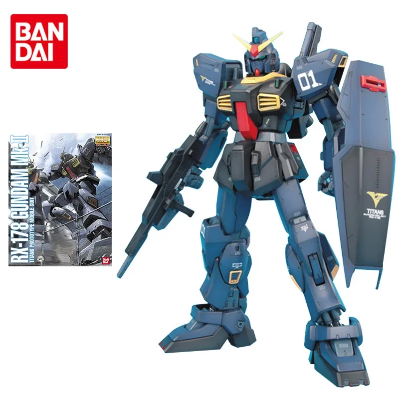 Bandai Gundam Model Kit Anime Figure MG 1/100 RX-178 GUNDAM Mk-II 2.0 Titans Genuine Gunpla Action Toy Figure Toys for Children