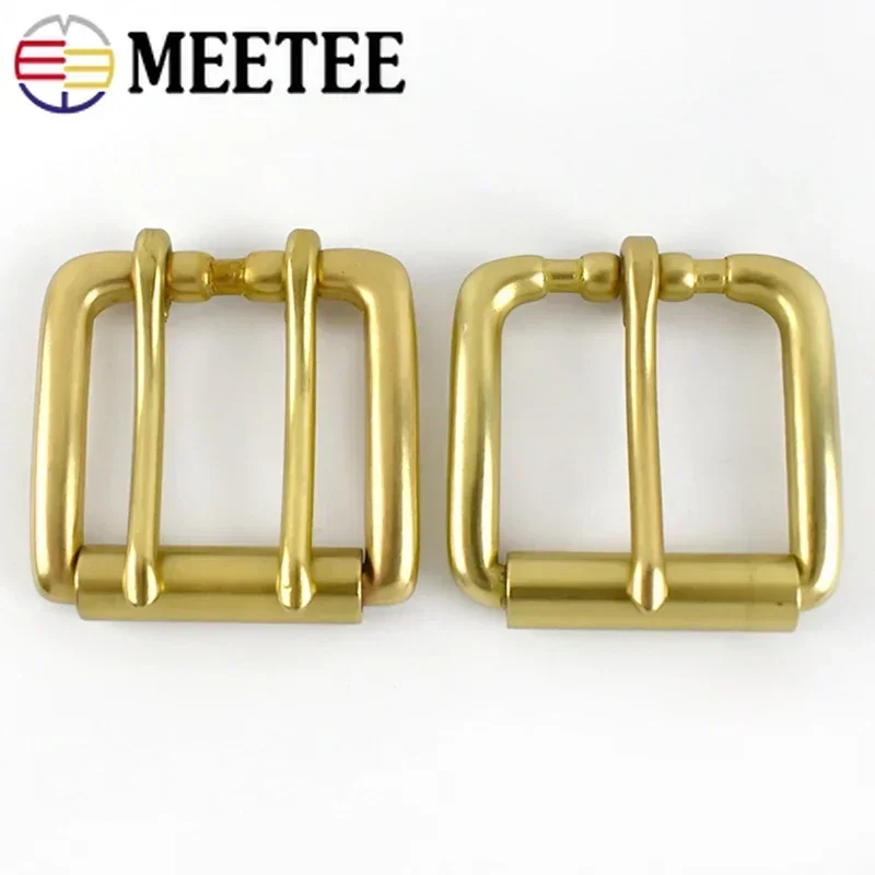 1Pc/2Pcs 40mm Brass Belt Buckle Single Double Needle Clasp Head for Men's Belts Adjuster Roller Slider Buckles Leather Accessory