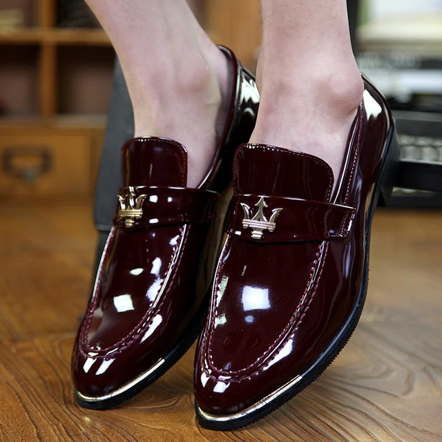 2024 New Fashion Red Men s Social Shoe Casual Glitter Leather Loafers Shoes for Men Slip on Pointed Toe Dress Shoes Men Footwear AliExpress 322