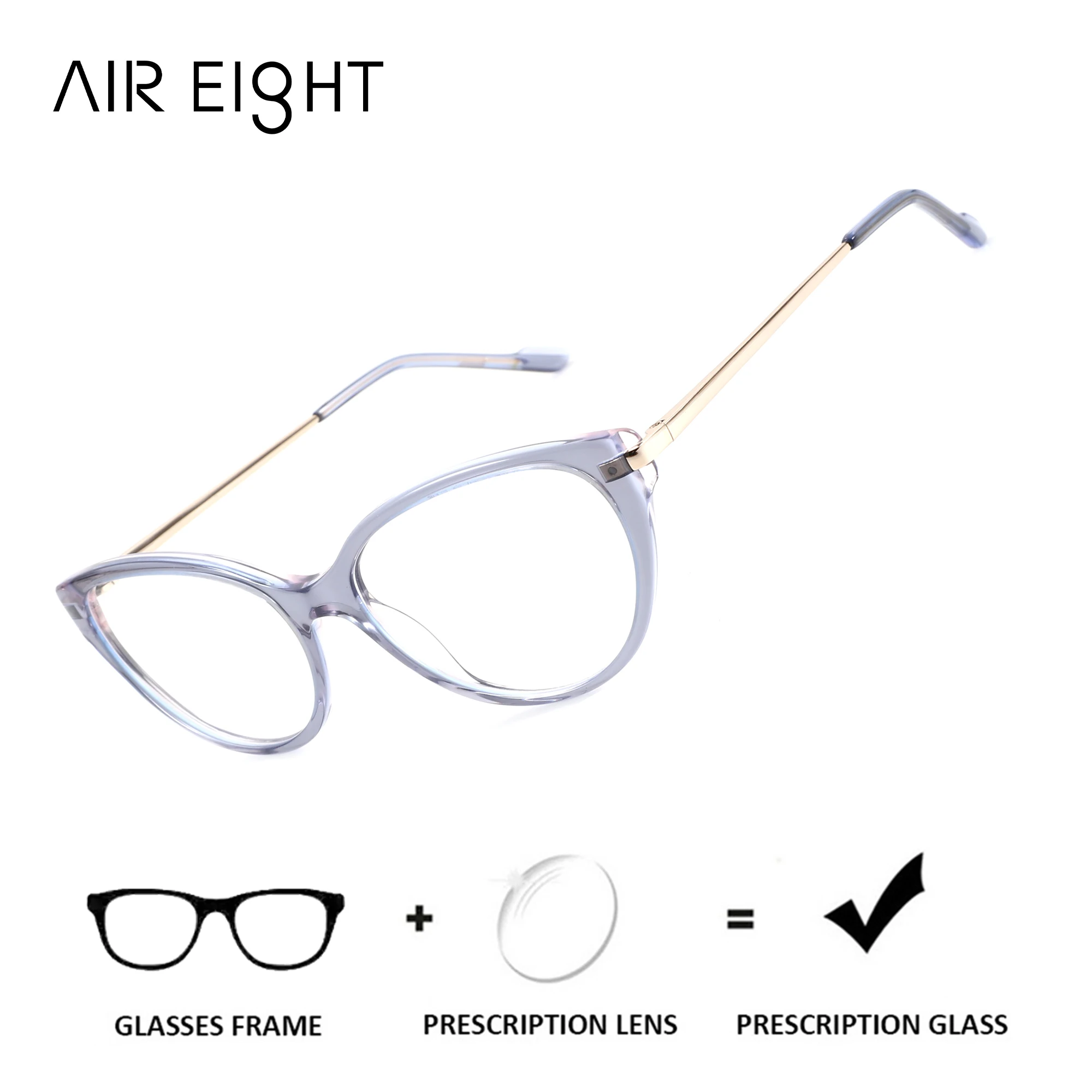 AIREIGHT Acetate Cat Eye Prescription Glasses For Women Photochromic Medical Lenses Blue Light Myopia Degree Optical Eyeglasses