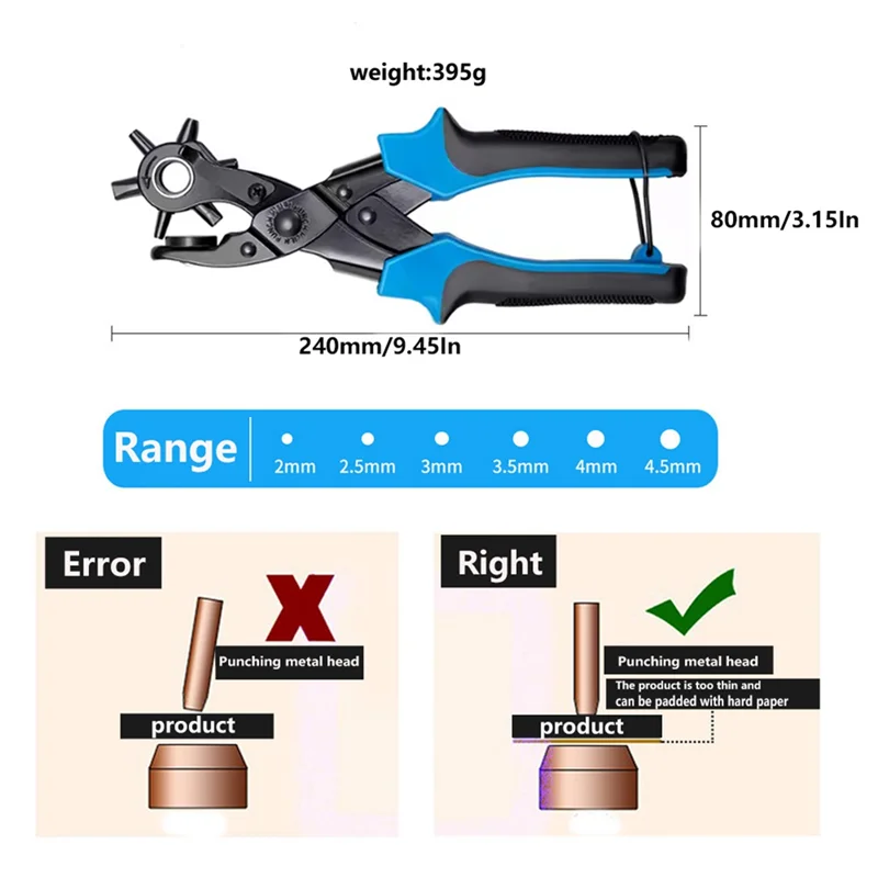 A26F-Hand Strap Watch Band Leather Punching Puncher Hole Pliers Tools 2Mm 2.5Mm 3Mm 3.5Mm 4Mm 4.5Mm Belt Tool