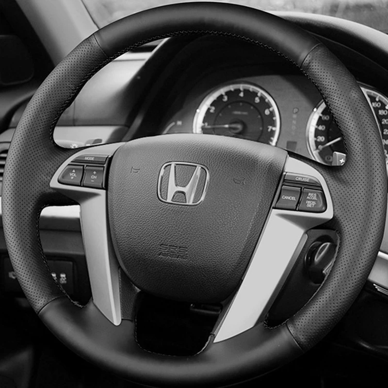 

Black Microfiber Leather Car Steering Wheel Cover For Honda Crosstour 2012 Pilot Odyssey Accord 8 2008-2015 Car Accessories