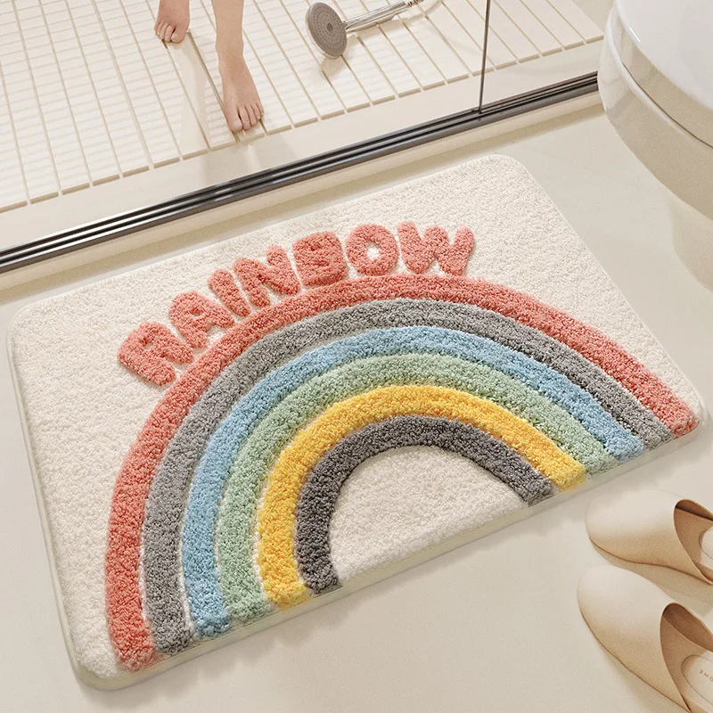 Japanese and Korean Shower Room Plush Floor Mat Easy To Maintain and Anti Slip Bathroom Foot Mat Comfortable Fast Drying Doormat