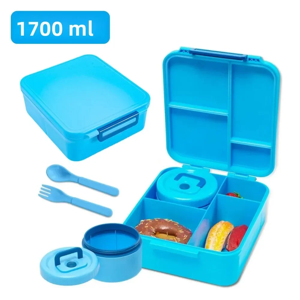 Bento-Lunchbox mit Suppen-Thermobehälter, auslaufsichere 4-Fach-Lunchboxen, thermoisolierter Warmhaltebehälter für die Schule