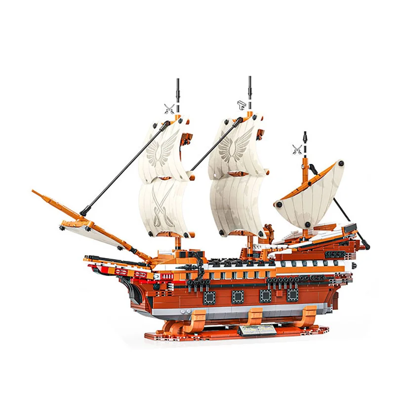 

IN STOCK MOC Pirate Ship Building Blocks Mayflower Sailboat Bricks Assembling Model Toys for Children Birthday Gift Set