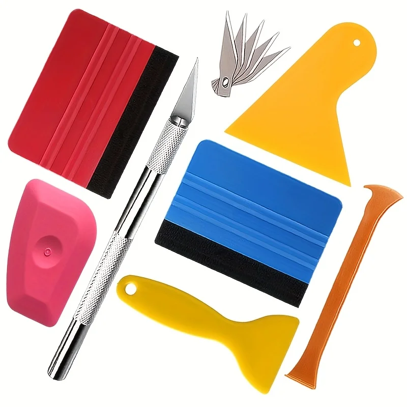 12pcs  Car Tools Wrap Film Sticker Wrapping Tool Vehicle Vinyl Wrap Window Tint Film Tool Kit Cutter Aid Tool Window Tinting
