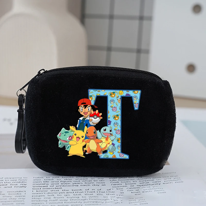 Anime Pikachu Letter A-Z Kids Portemonnee Pokemons Cartoon Mini Coin Bags Meisje Jongen Draagbare Rits Kleine Portemonnee Zaksleutelzakje