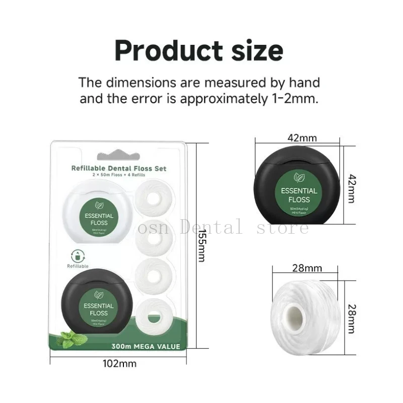50m Dental Flosser Oral Hygiene Teeth Cleaning Dental Floss Spool Wax Mint Toothpick Flosser Teeth Flosser Dental Care
