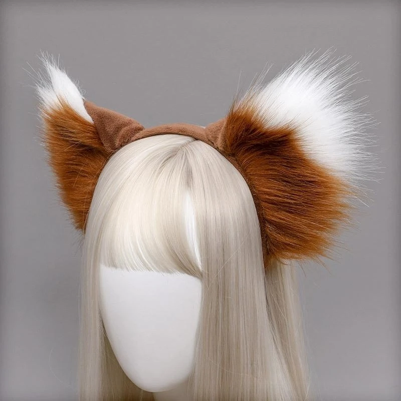 Furry Animal Cat Fox Ear Hair Hoops Party Cosplay Fur Hairband Girls Fashion Halloween Anime Headbands Headwear Hair Accessories