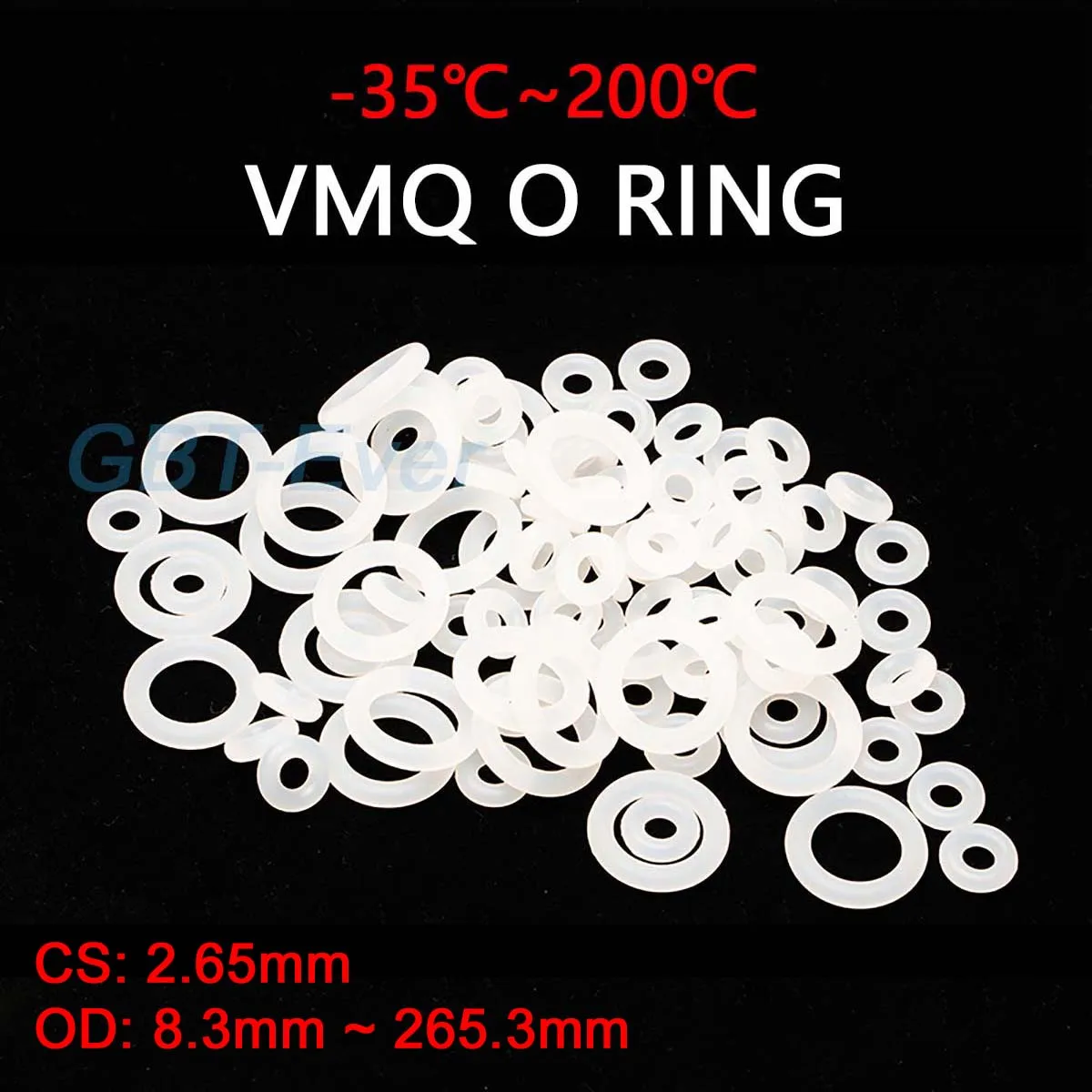 

VMQ White Silicone O-Ring Gasket CS 2.65mm OD 8.3mm~265.3mm Silicon O Ring Washer Food Grade Sealing Ring Waterproof & Insulated