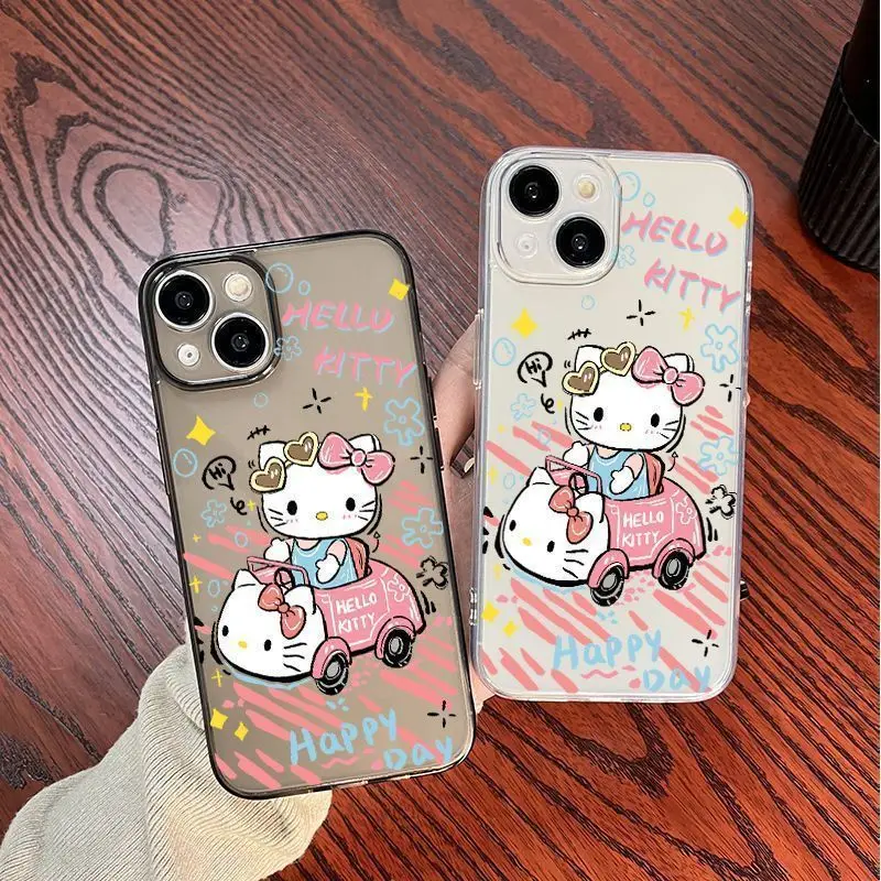 Hello Kitty حافظة ناعمة لـ iPhone ، TR39 ، 16 ، 15 ، 14 Plus ، 13 ، Mini ، 12 ، 11 Pro ، X ، XS Max ، XR ، 8 ، 7 ، 6 ، 6S ، 5S ، SE