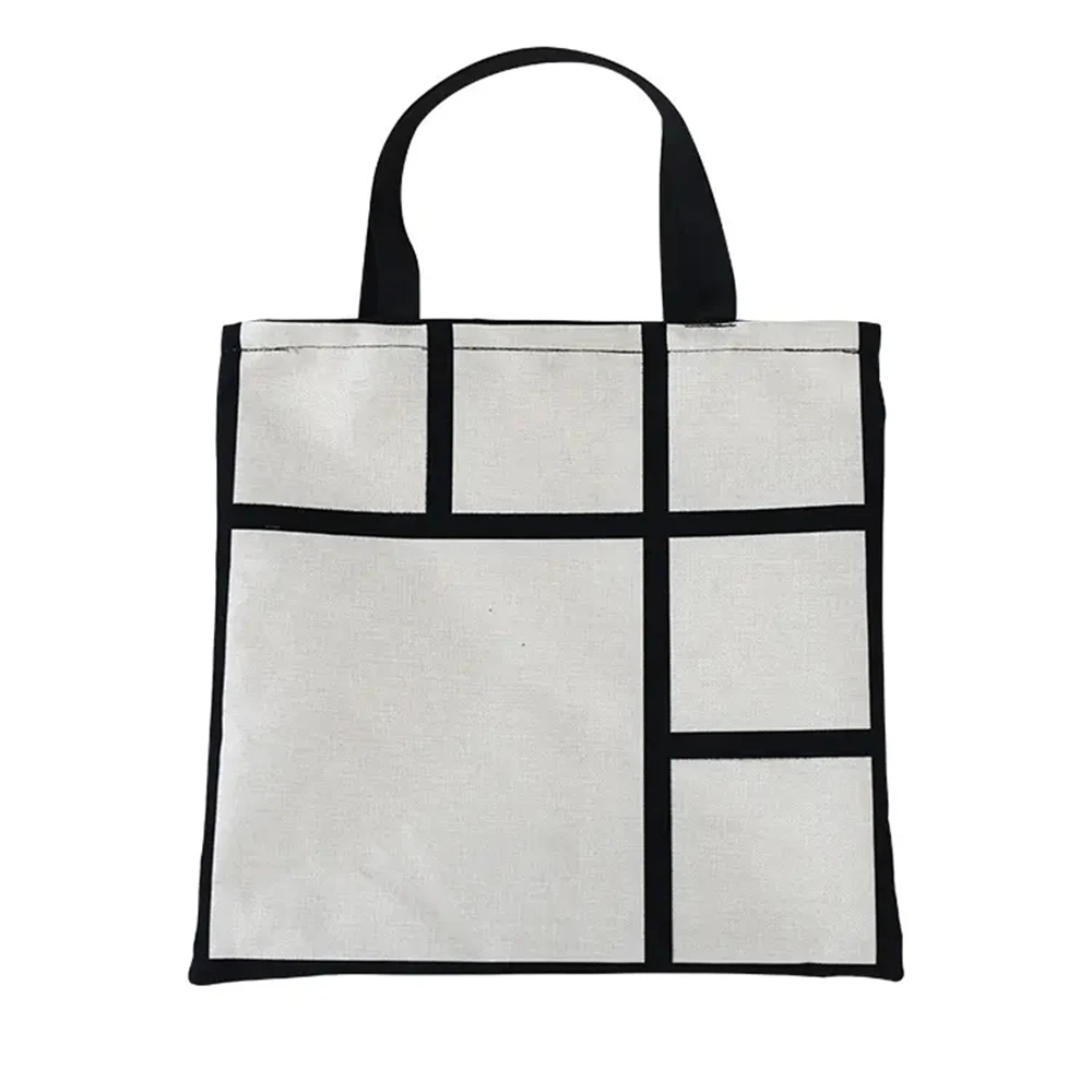 Sublimation Blank 6 9 Panel Tote Grocery Bag For Diy Photo Print Shopping Bag Handbag For Gift