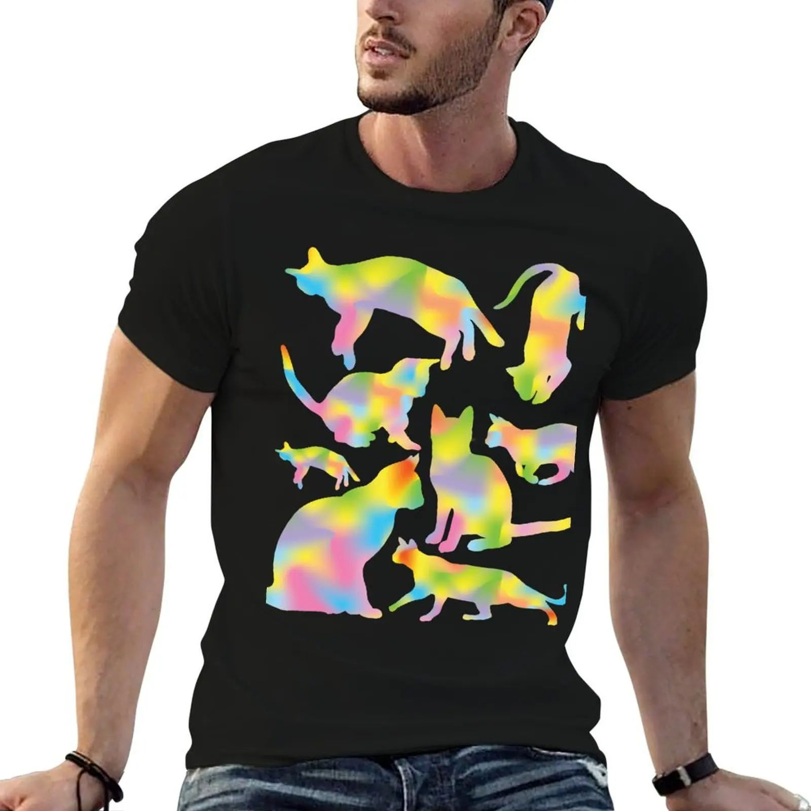 

Rainbow Cats T-Shirt t shirts for man graphic vintage t shirts for man slim fit T-Shirt
