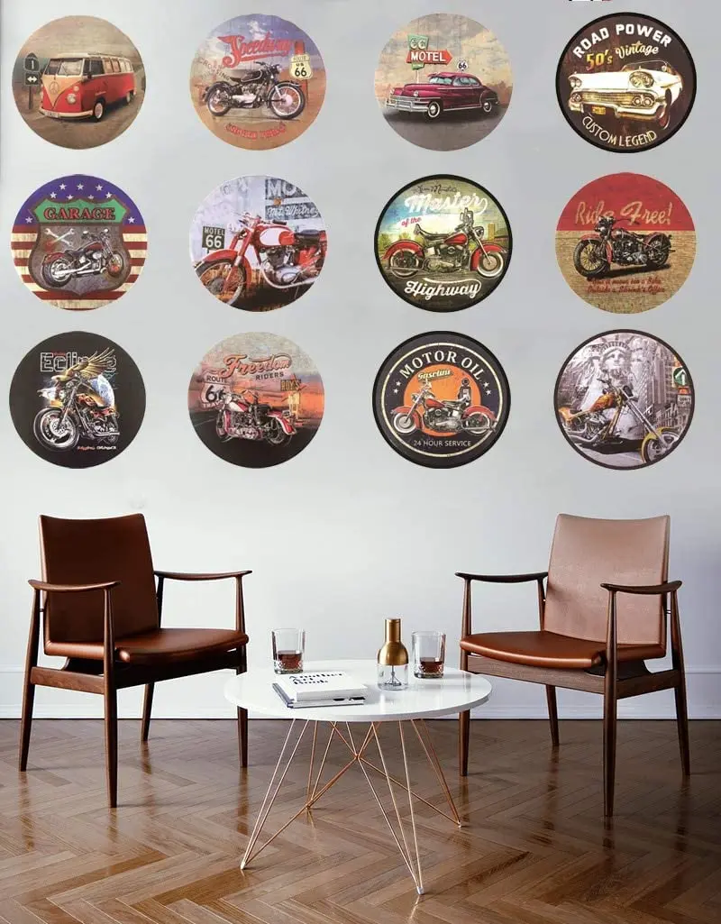 Round Cadillac Service Authorized Dealer Service Round Metal Tin Sign Suitable for Home and Kitchen Bar Cafe Garage Wall Decor