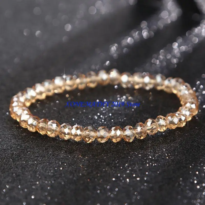 F42F Delicate Gold Chain Clear Crystal Design Bracelets for Women Elastic Shinning Chain Couple Jewelry Festival Presents