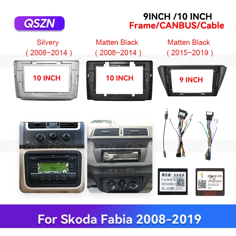 

Мультимедийный GPS-навигатор QSZN Canbus Box для Skoda FABIA 2014-2019: рамка автомагнитолы Android, комплект проводки для MP4-плеера