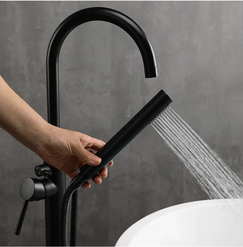 Bathtub Faucet Floor Mounted Cold and Hot Water Shower Set Cylinder Side Column Basin Shower Column Basin Wall Connection