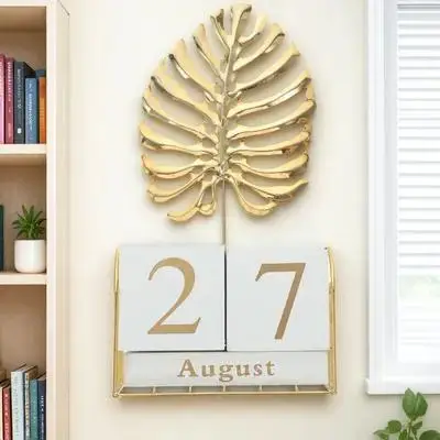 

1Set Wooden Turtle Leaf Perpetual Block Calendar Practical Desktop Decoration Creative Square Calendar Ornament Date Month