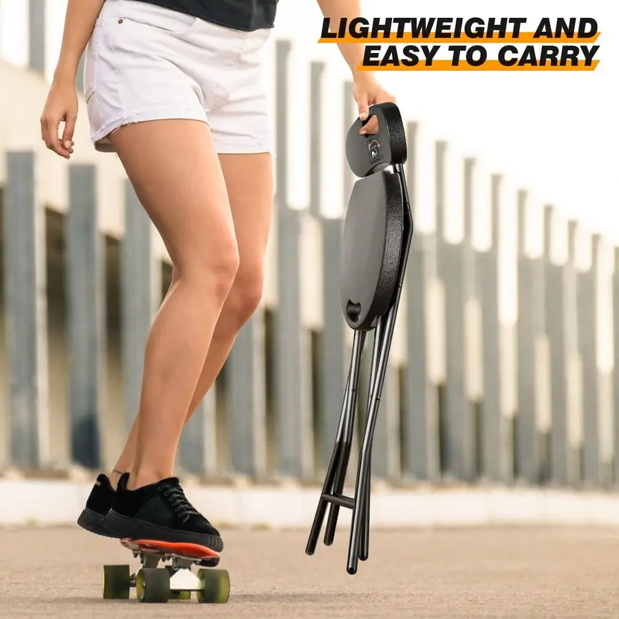 Folding Stool, 1 Pack 18 inch Folding Bar Stool with Backrest and Handle, Foldable Stools for Adults Up to 350lbs, Collapsible R