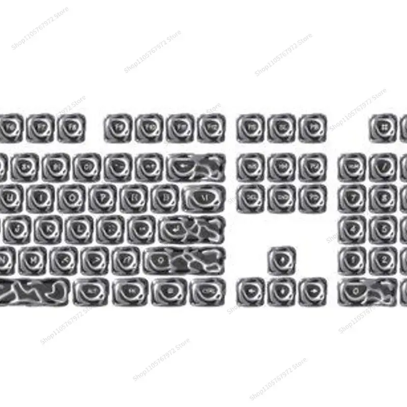 For keycaps metal texture hollow transparent personality creative mechanical keyboard cap silver engraved light