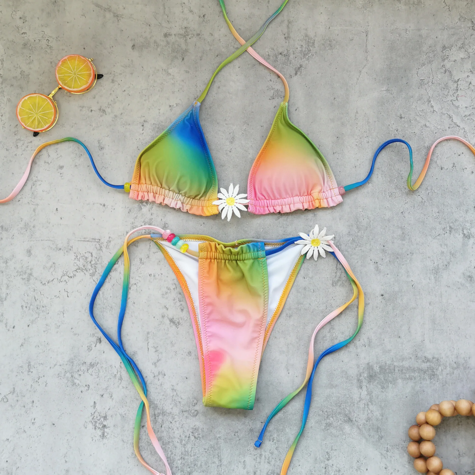 

Tie Dye Bikins 2025 Mini Micro String Bikini Women Swimwear Female Swimsuit Two Pieces Bikini Set Halter Bathing Suit Swim Lady