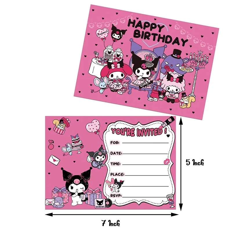 Cartes d'invitation d'anniversaire Hello Kitty, cartes d'invitation Pokemon Pikachu, carte de vministériels x PAW Patrol, fournitures de fête d'anniversaire